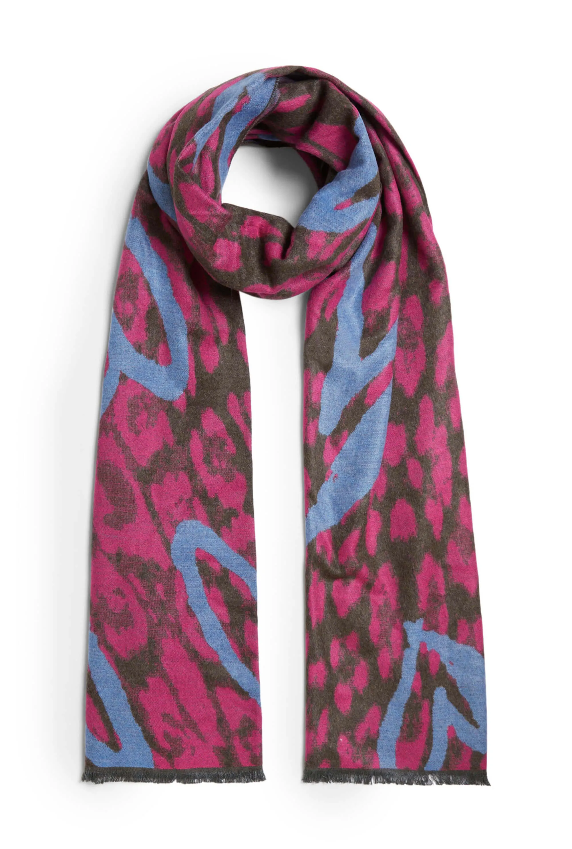 Heart Detail Leopard Print Scarf Pink