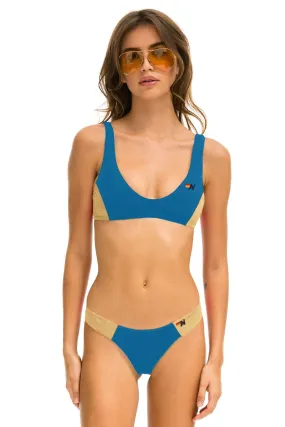 HI-CUT COLOR BLOCK CHEEKY BIKINI BOTTOMS - ANTIGUA // GOLD