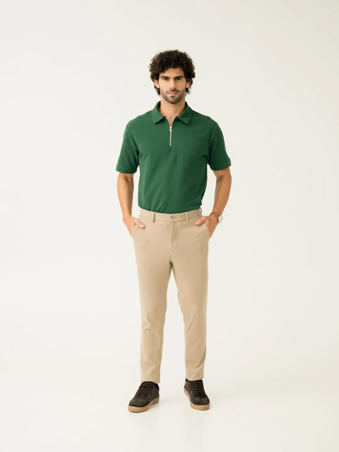 Light Khaki Slim Fit Power Stretch Pants