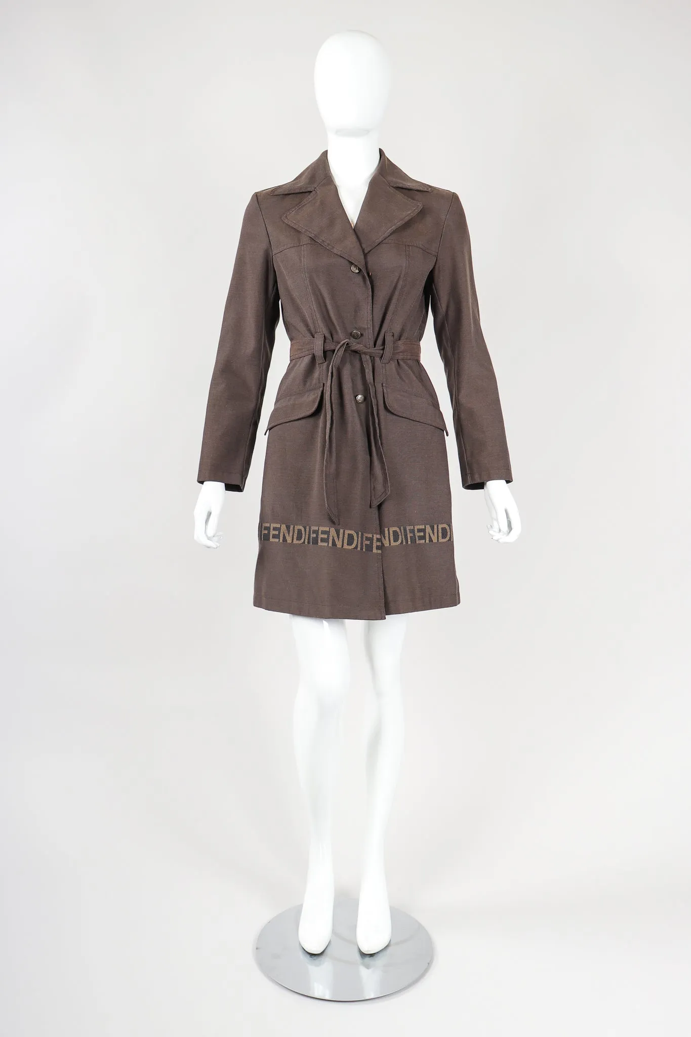 Logo Border Belted Trench