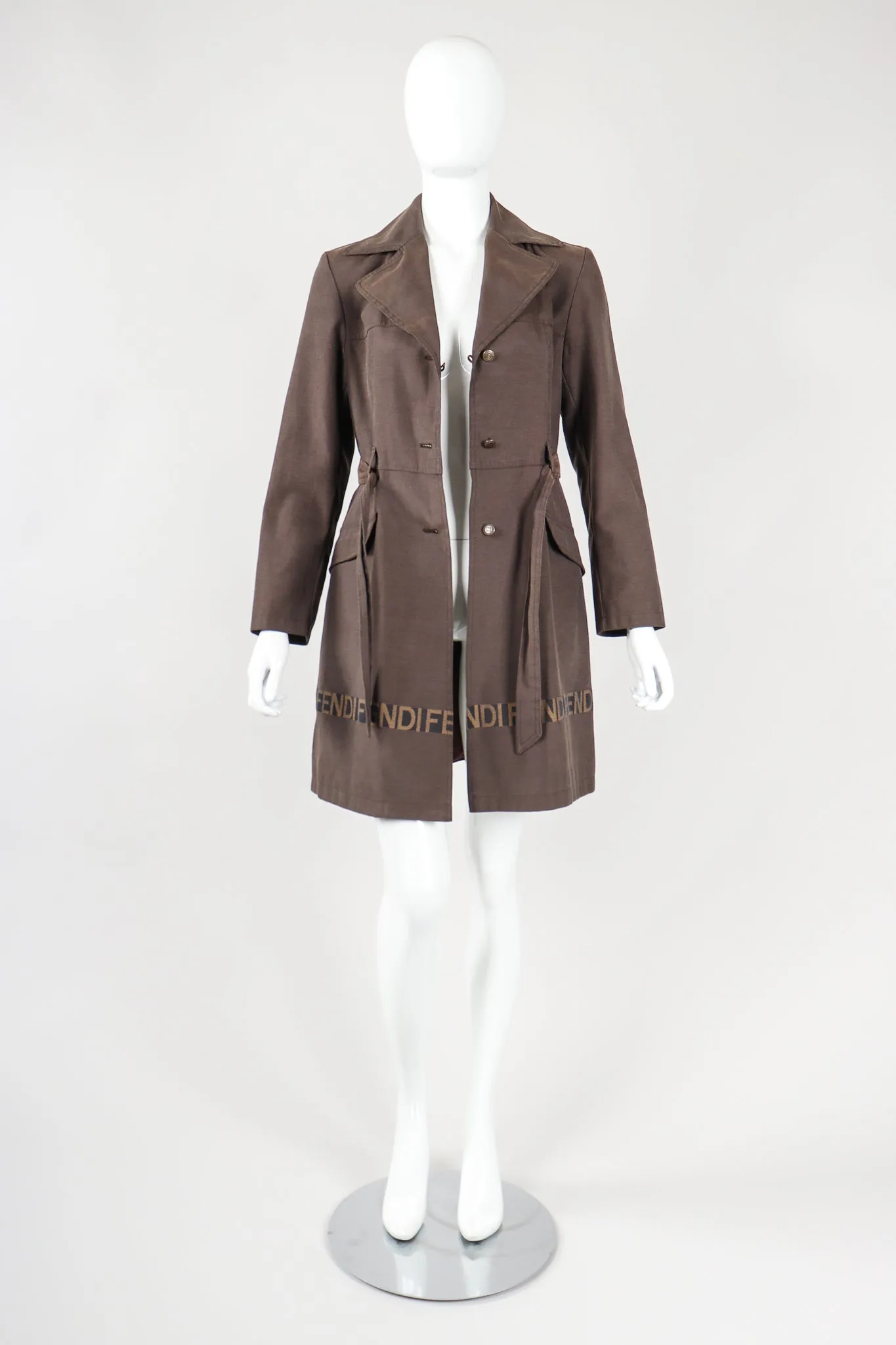 Logo Border Belted Trench