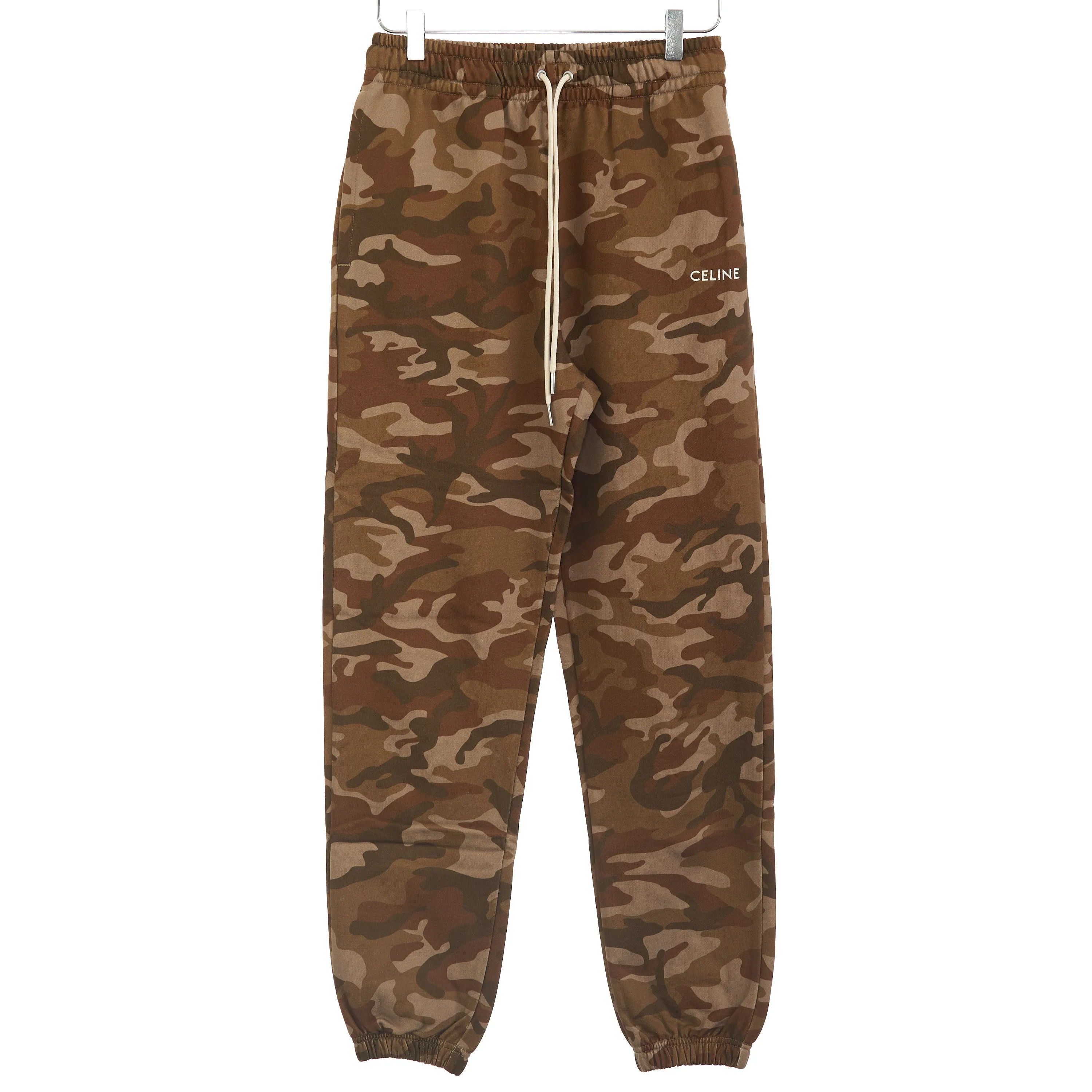 Loose Track Pants With Celine Embroidery in Camouflage Cotton Fleece