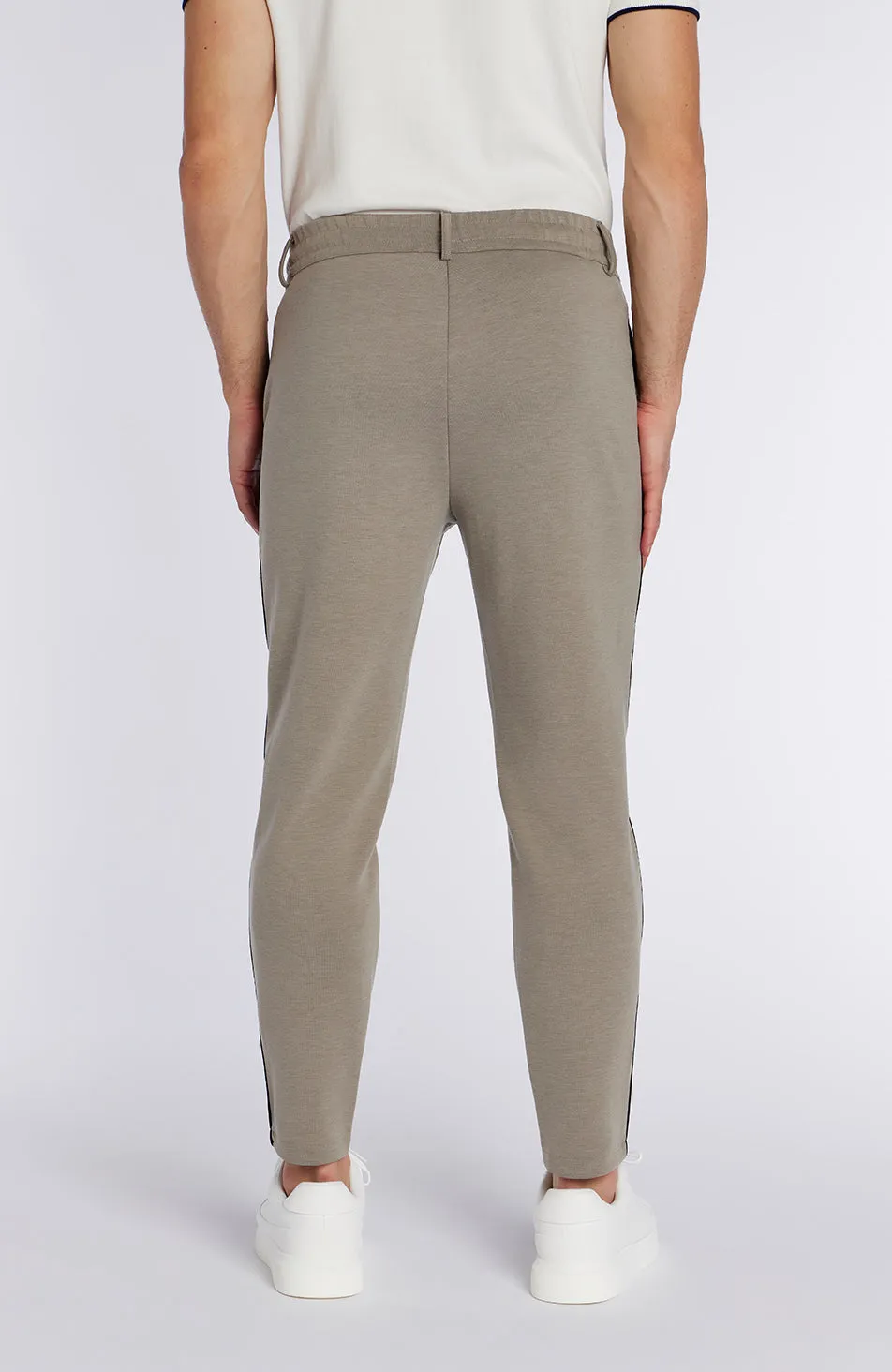 Lowell Slim Piping Trousers in Taupe