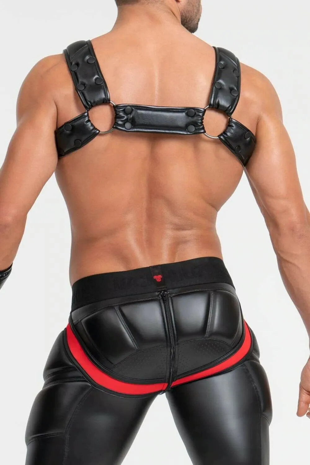 MASKULO Harness Bulldog 3D Rubber Logo Ring Snaps Leatherette Piping HR200-10 31