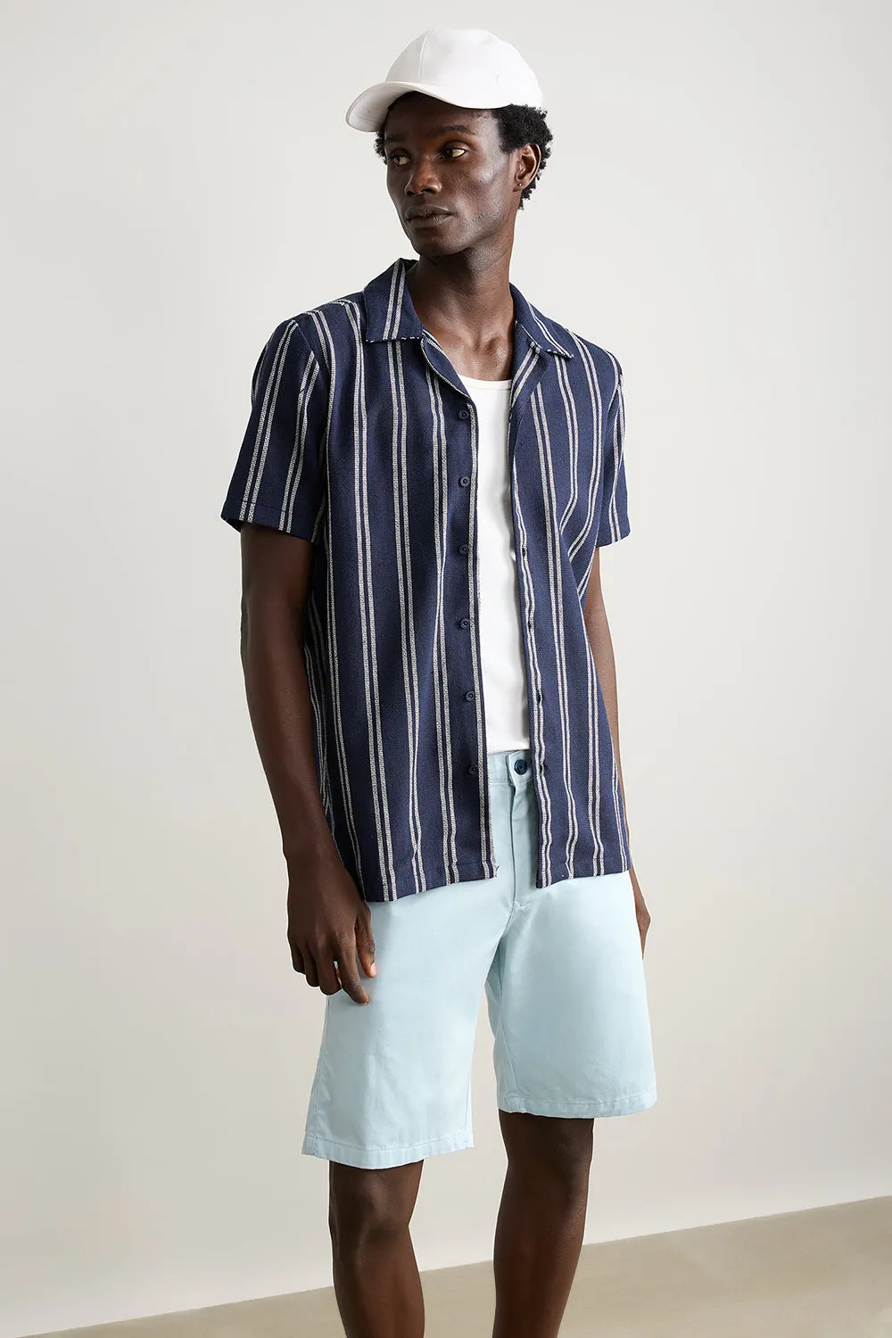 Matty Oversized Men's Shirt - Navy/White Stripe