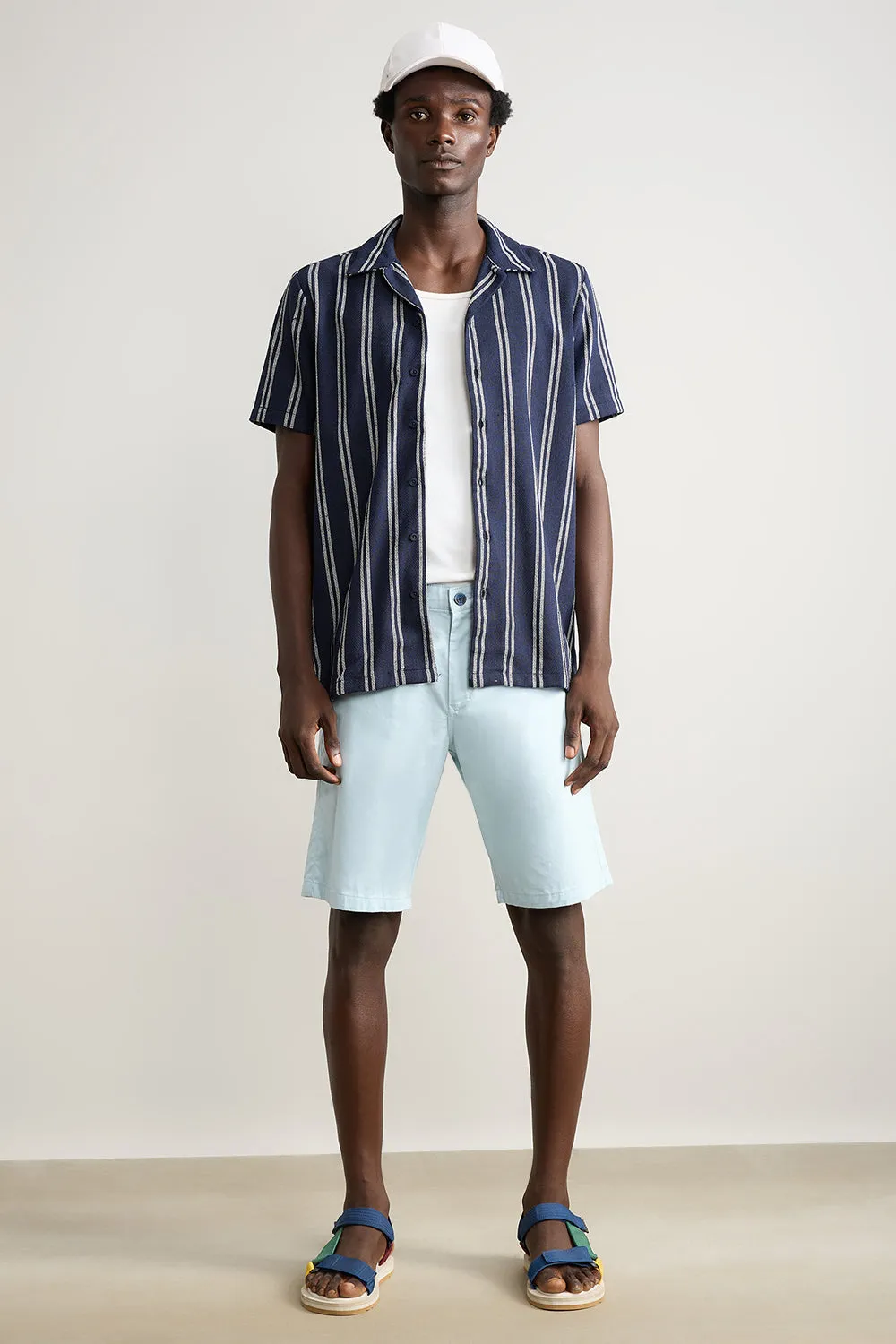 Matty Oversized Men's Shirt - Navy/White Stripe