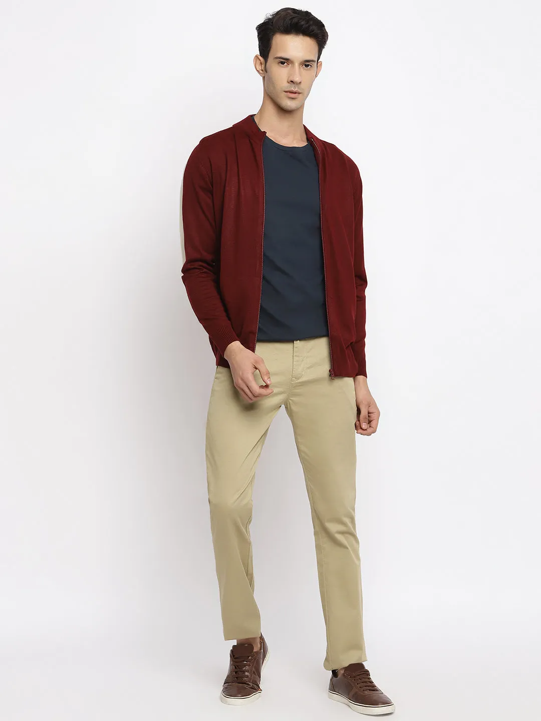 Men's Casual Flat front Khaki  Trousers