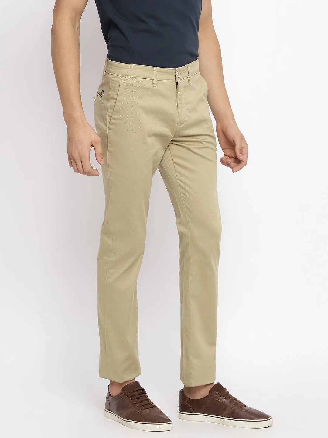 Men's Casual Flat front Khaki  Trousers