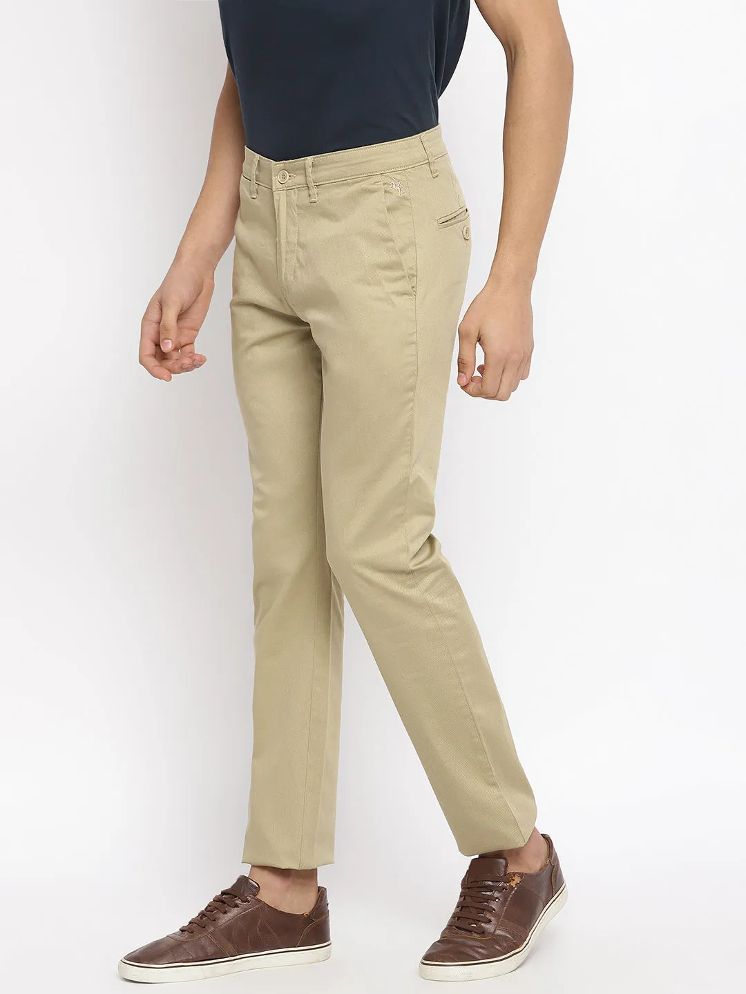 Men's Casual Flat front Khaki  Trousers