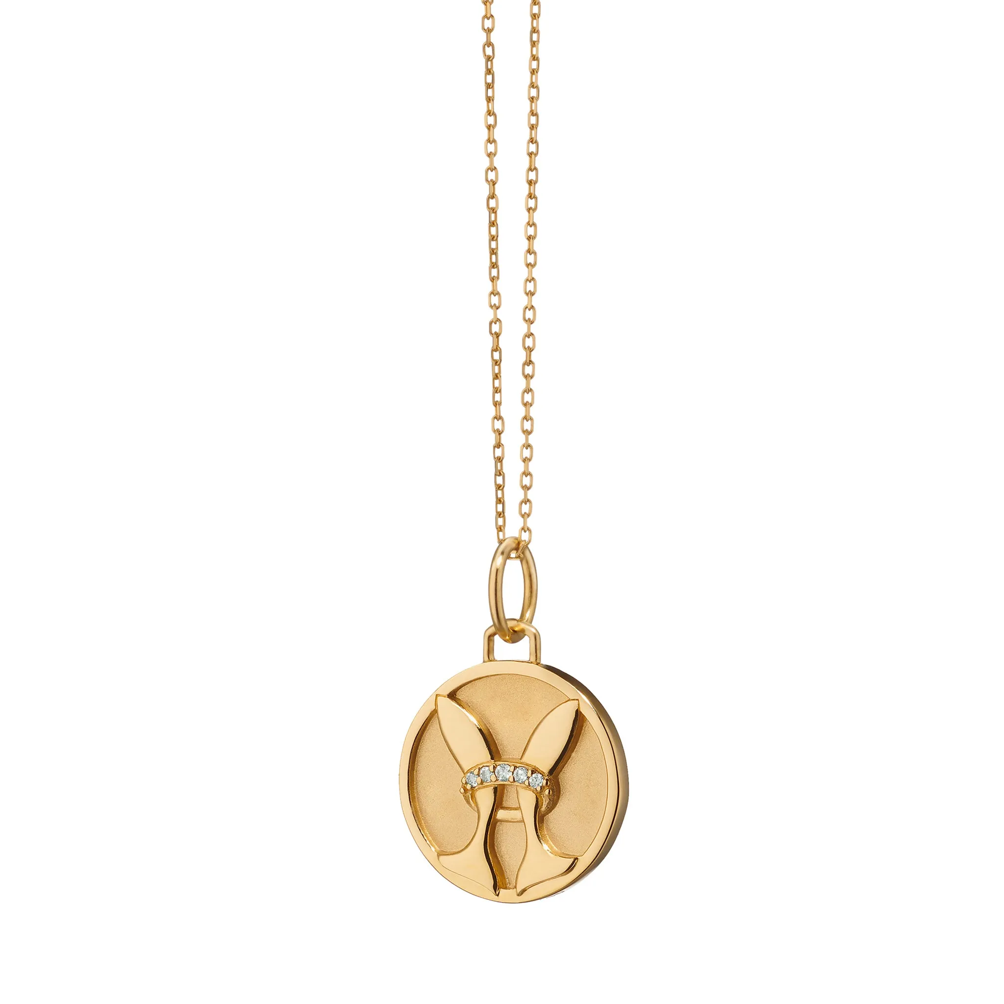 Mini "Pisces" 18K Gold Charm with Diamonds