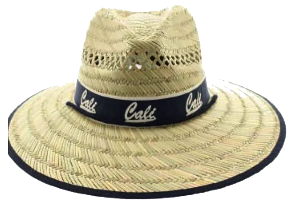 Natural and Neutral Hats Adult California Band Rush Straw Lifeguard Hat, "Cali", Bear