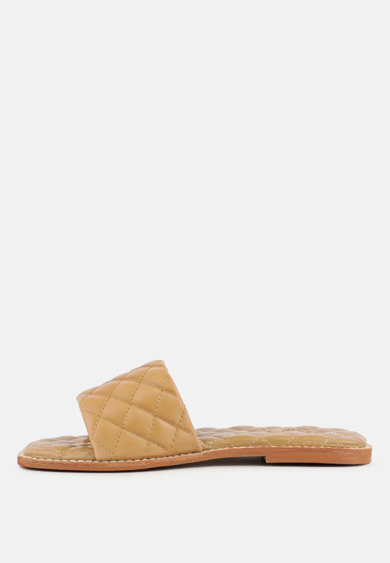 ODALTA Beige Handcrafted Quilted Summer Flats