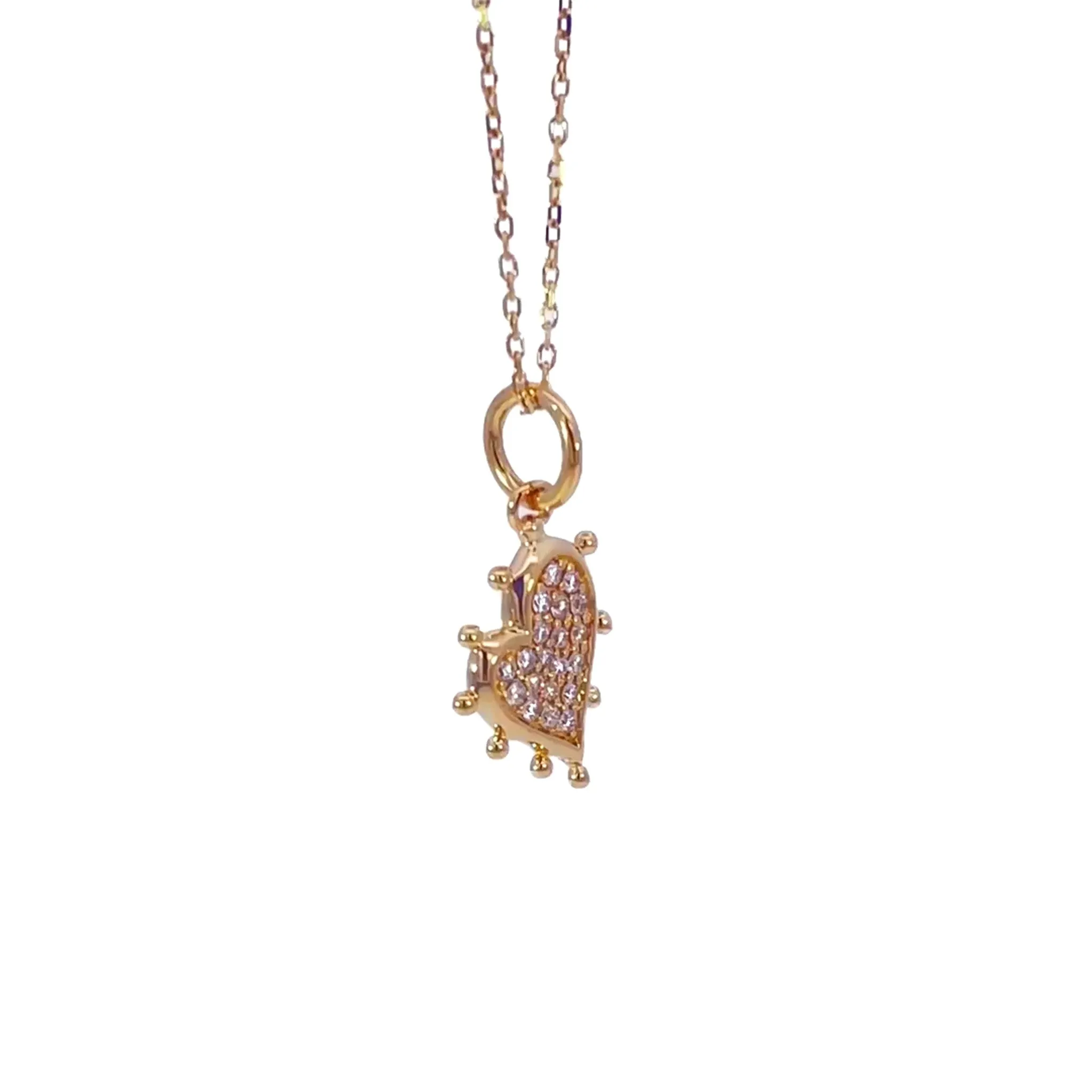 Petite Pave Diamond Heart Necklace