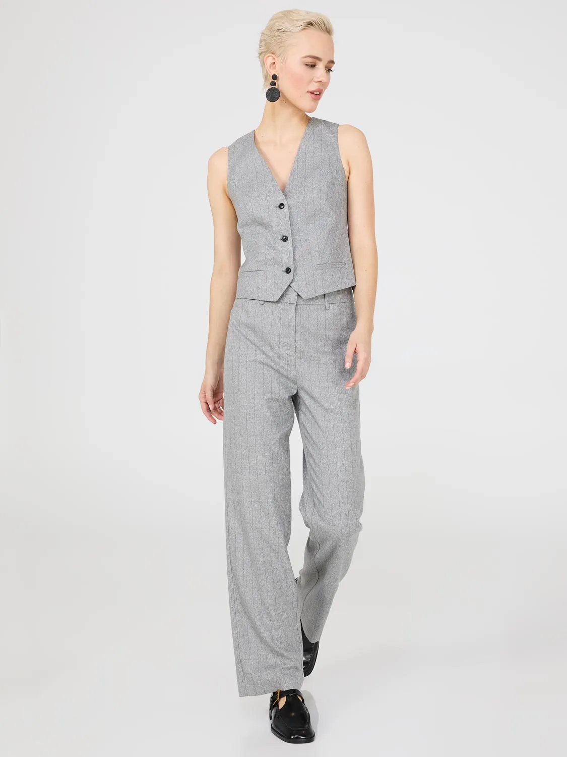 Pinstripe Straight Leg Pants