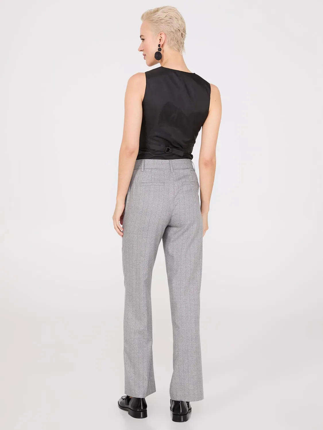 Pinstripe Straight Leg Pants