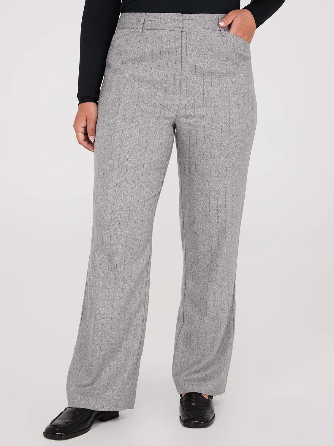 Pinstripe Straight Leg Pants