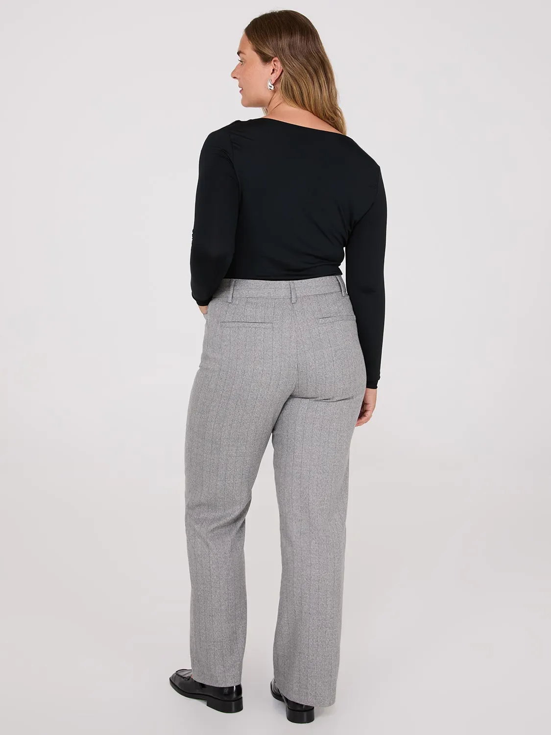 Pinstripe Straight Leg Pants