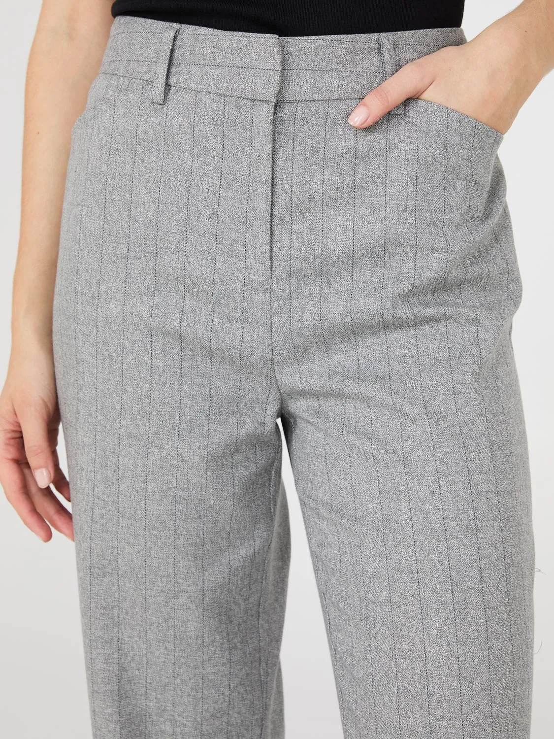 Pinstripe Straight Leg Pants