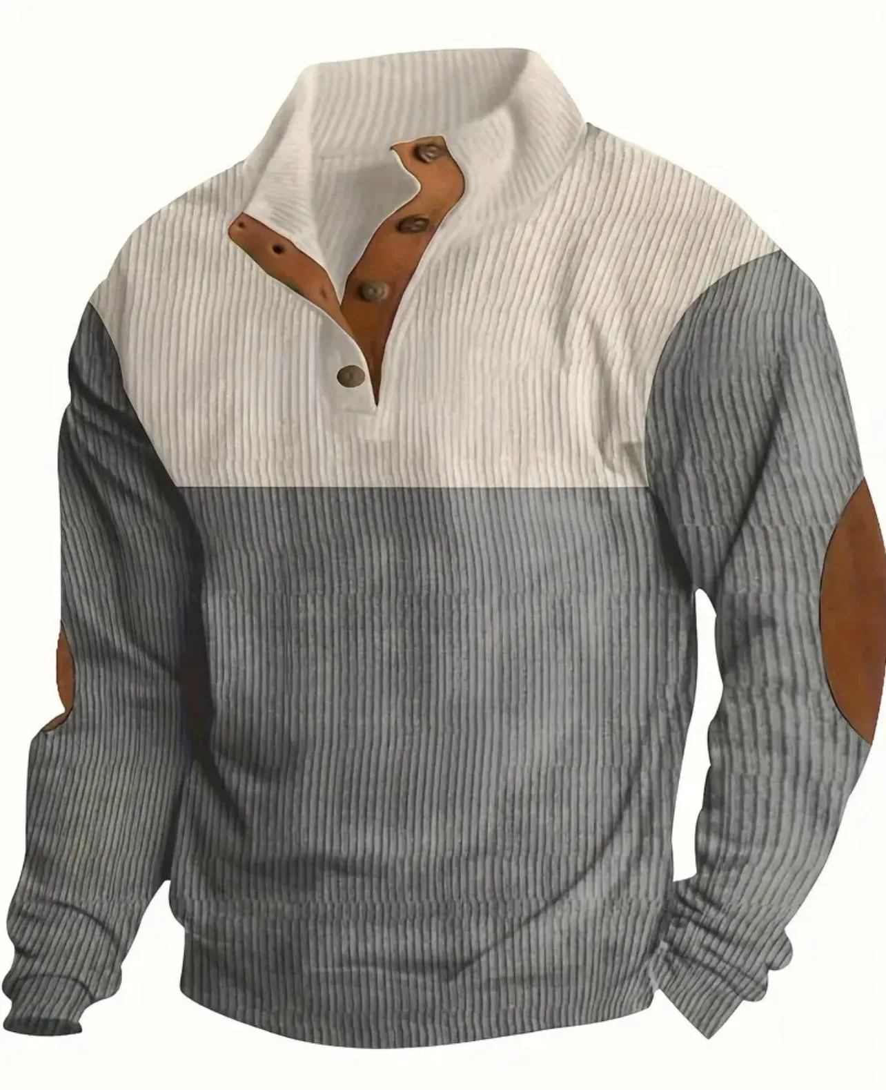 Retro Color Block Knitted Ribbed Sweater, Men's Casual Warm Mid Stretch Stand Collar Pullover, Sugar Daddy  Collection