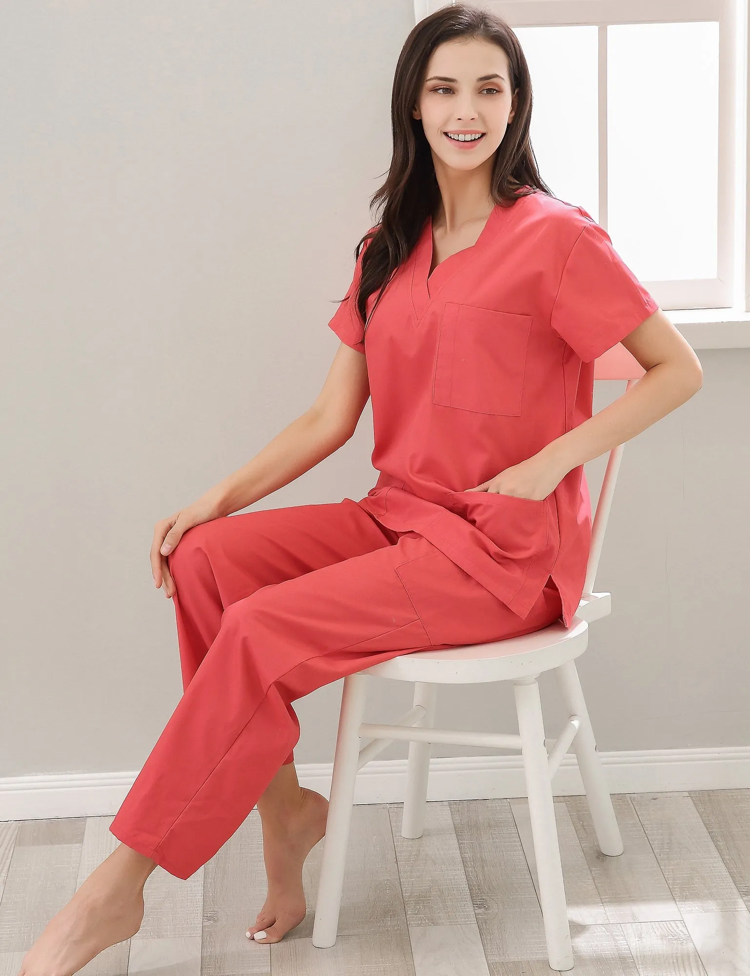 RH Women's Scrub Sets Uniform Medical Hospital Nursing V-Neck CargoPants RHW2847