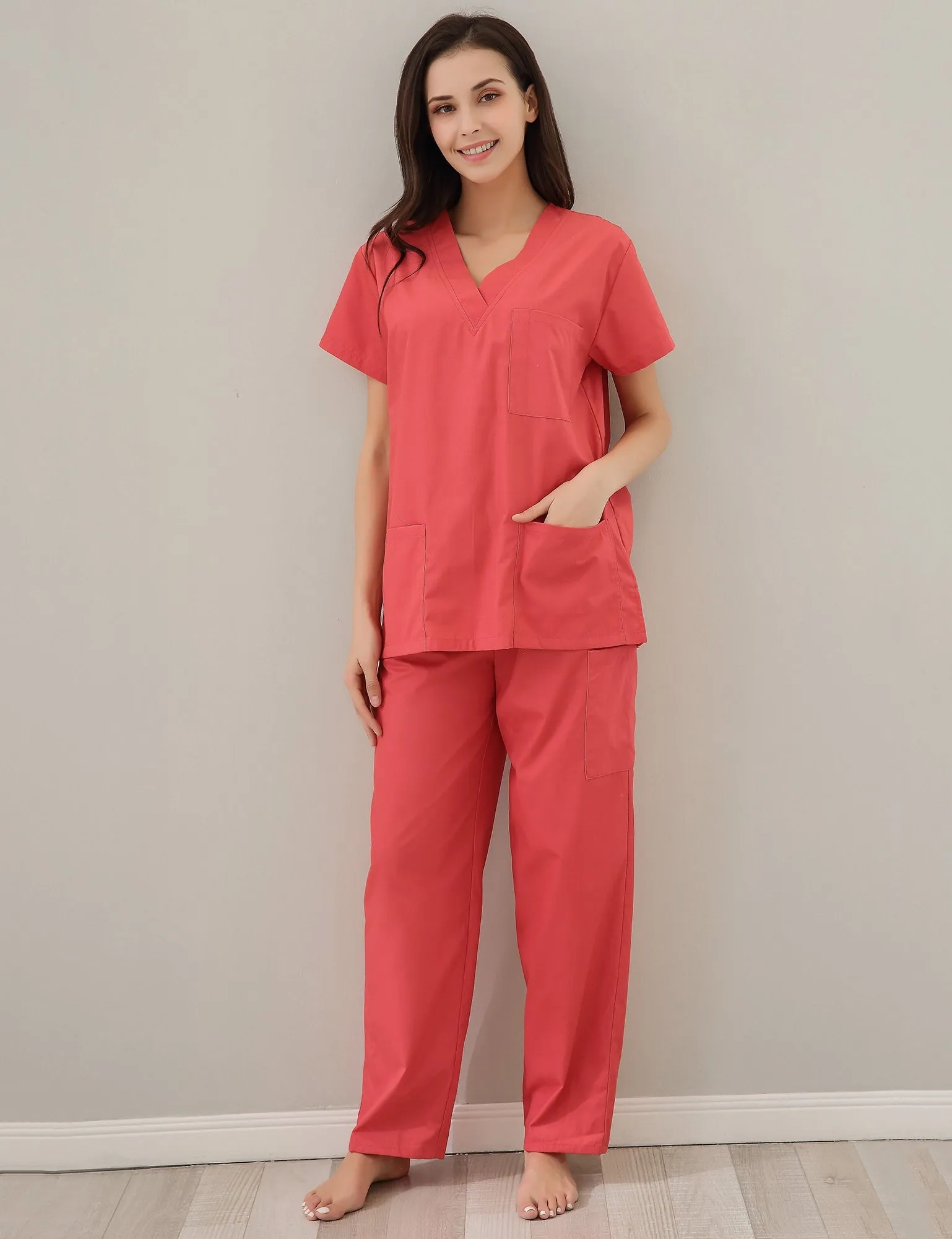 RH Women's Scrub Sets Uniform Medical Hospital Nursing V-Neck CargoPants RHW2847