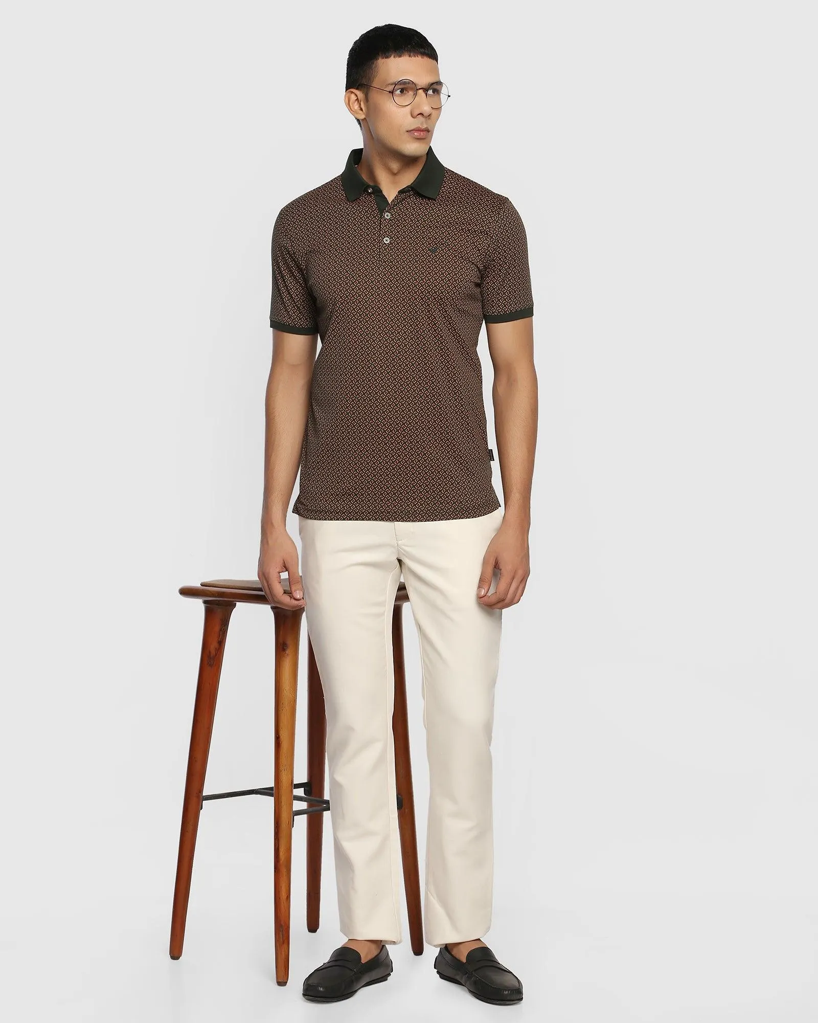 Slim Comfort B-95 Casual Beige Solid Khakis - Supima