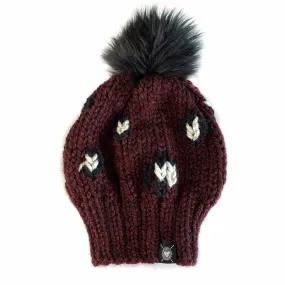 Slouchy Leopard Print Beanie in Claret