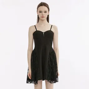 Splicing Gauze Party Club Sexy Brushed Lace Black Metal Summer Gothic Dress