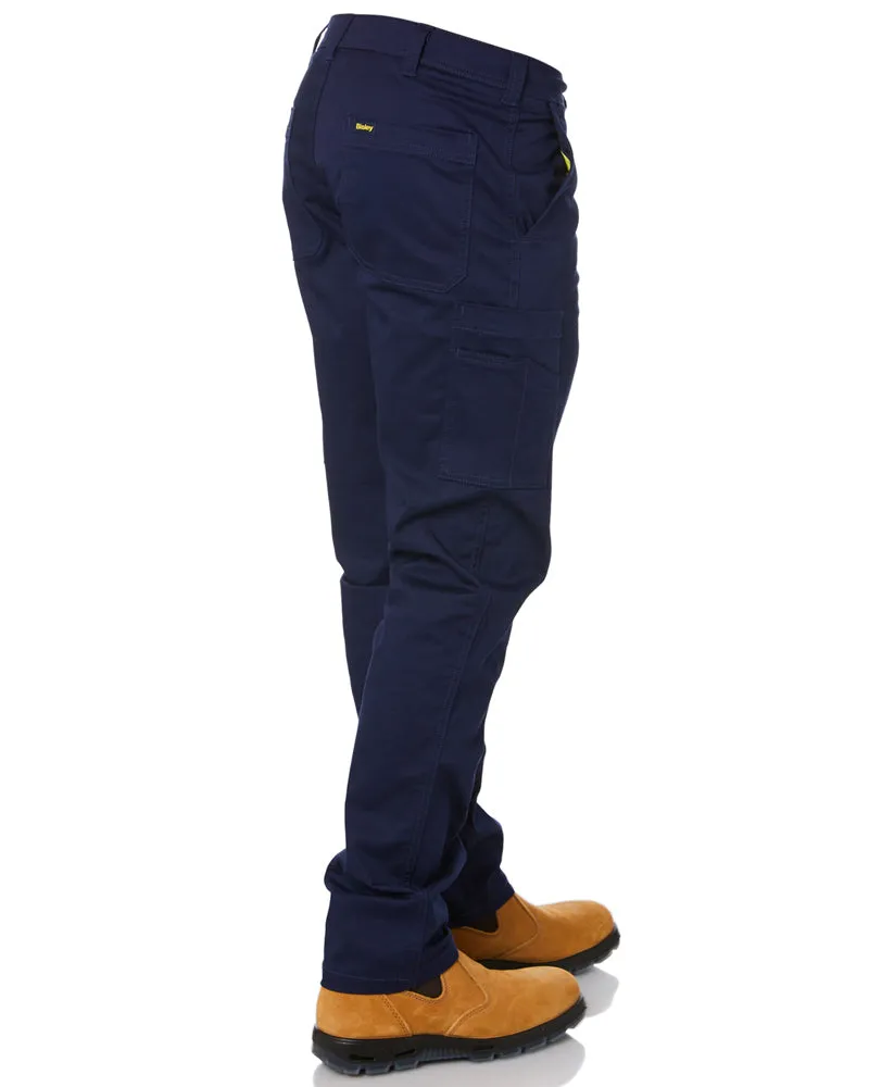 Stretch Cotton Drill Cargo Pants - Navy