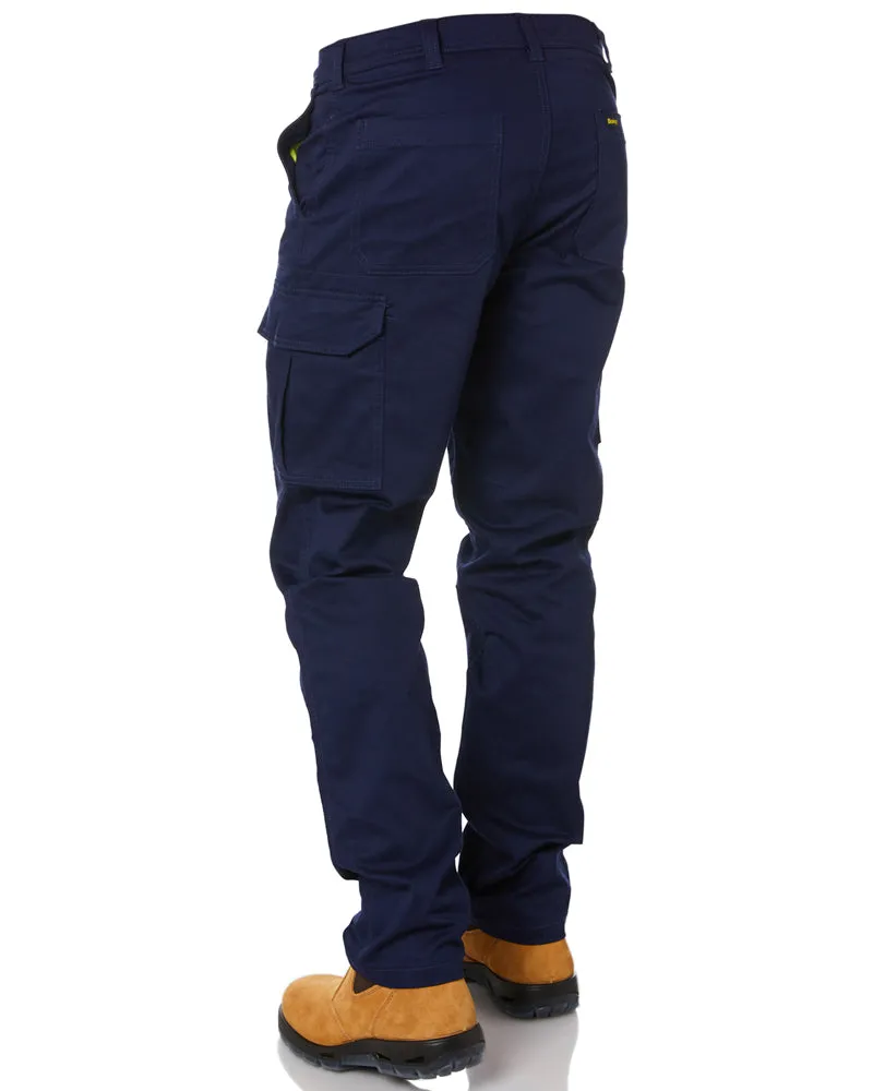 Stretch Cotton Drill Cargo Pants - Navy