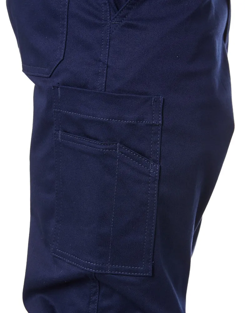 Stretch Cotton Drill Cargo Pants - Navy