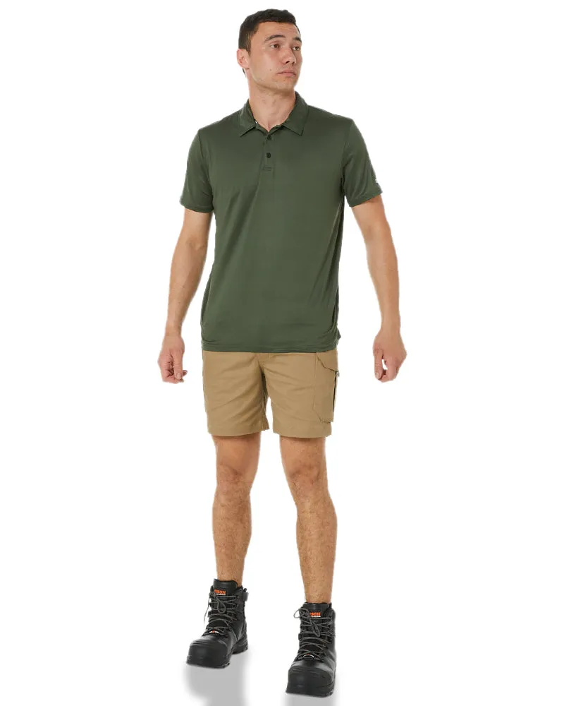 Stretch Cotton Elastic Waist Cargo Short - Khaki