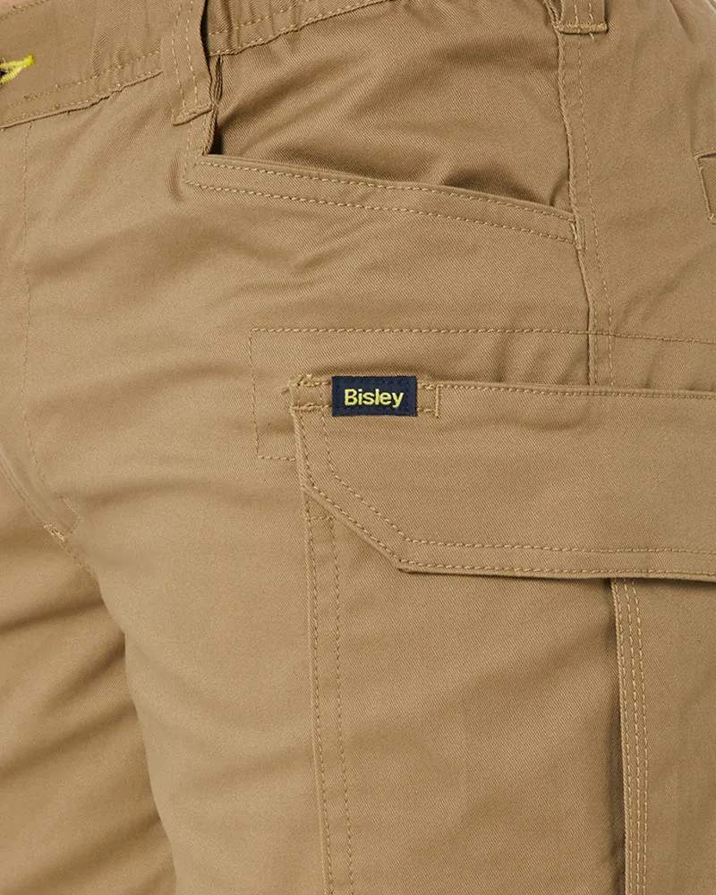 Stretch Cotton Elastic Waist Cargo Short - Khaki