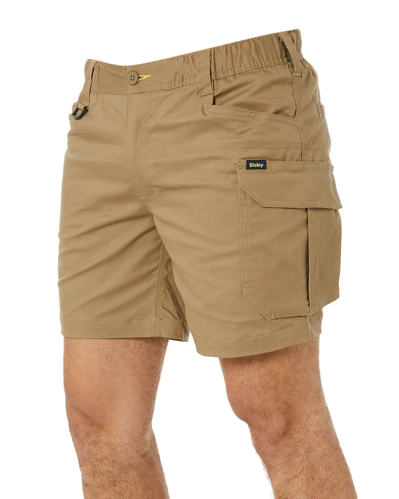 Stretch Cotton Elastic Waist Cargo Short - Khaki