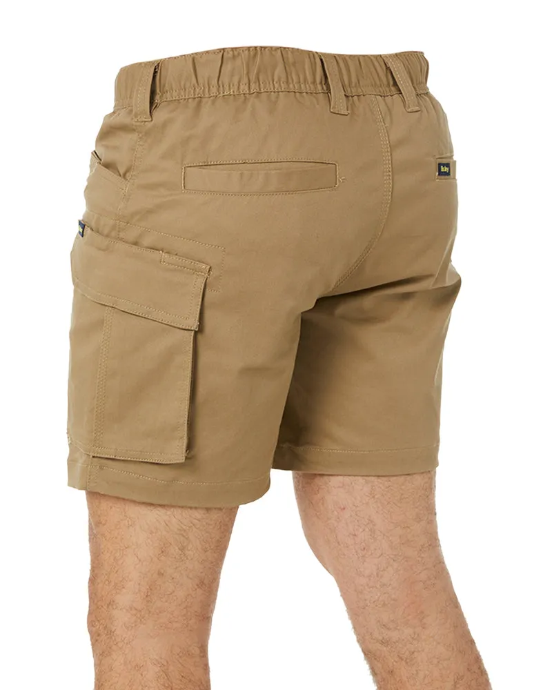 Stretch Cotton Elastic Waist Cargo Short - Khaki