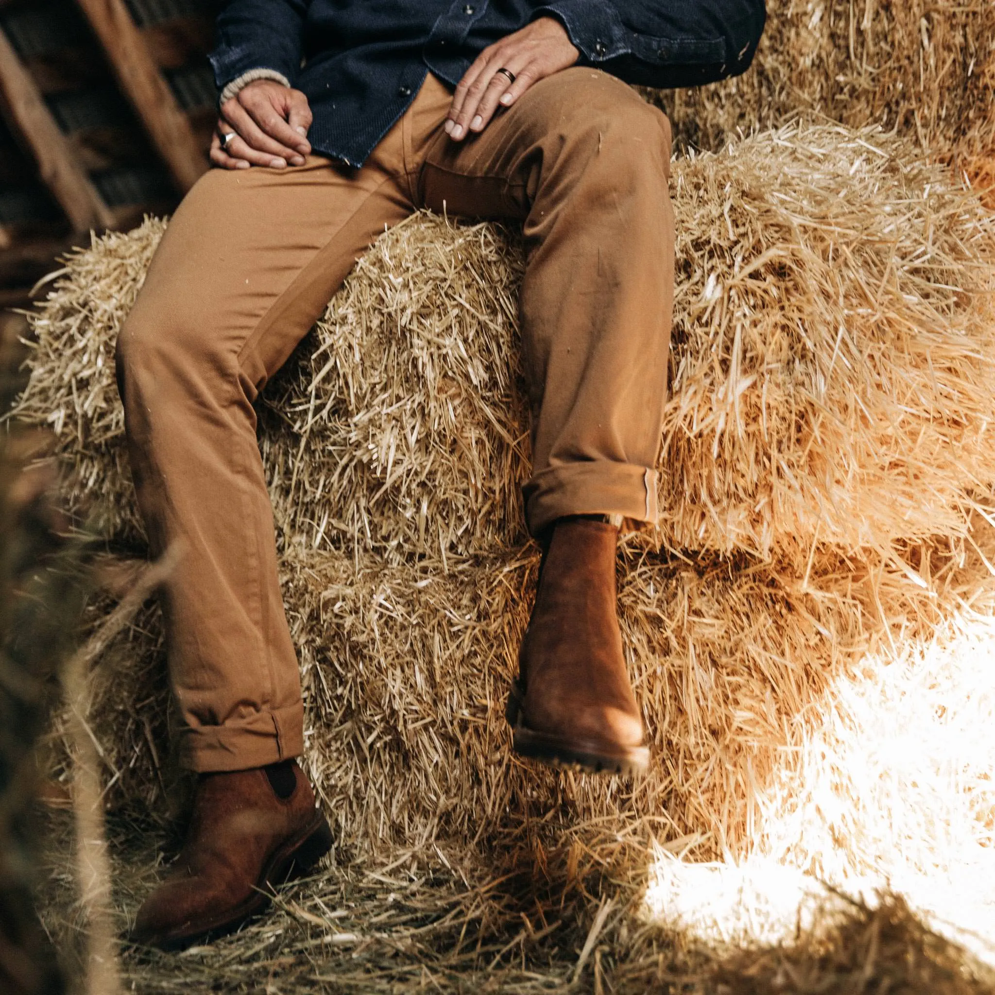 The Democratic All Day Pant in British Khaki Selvage