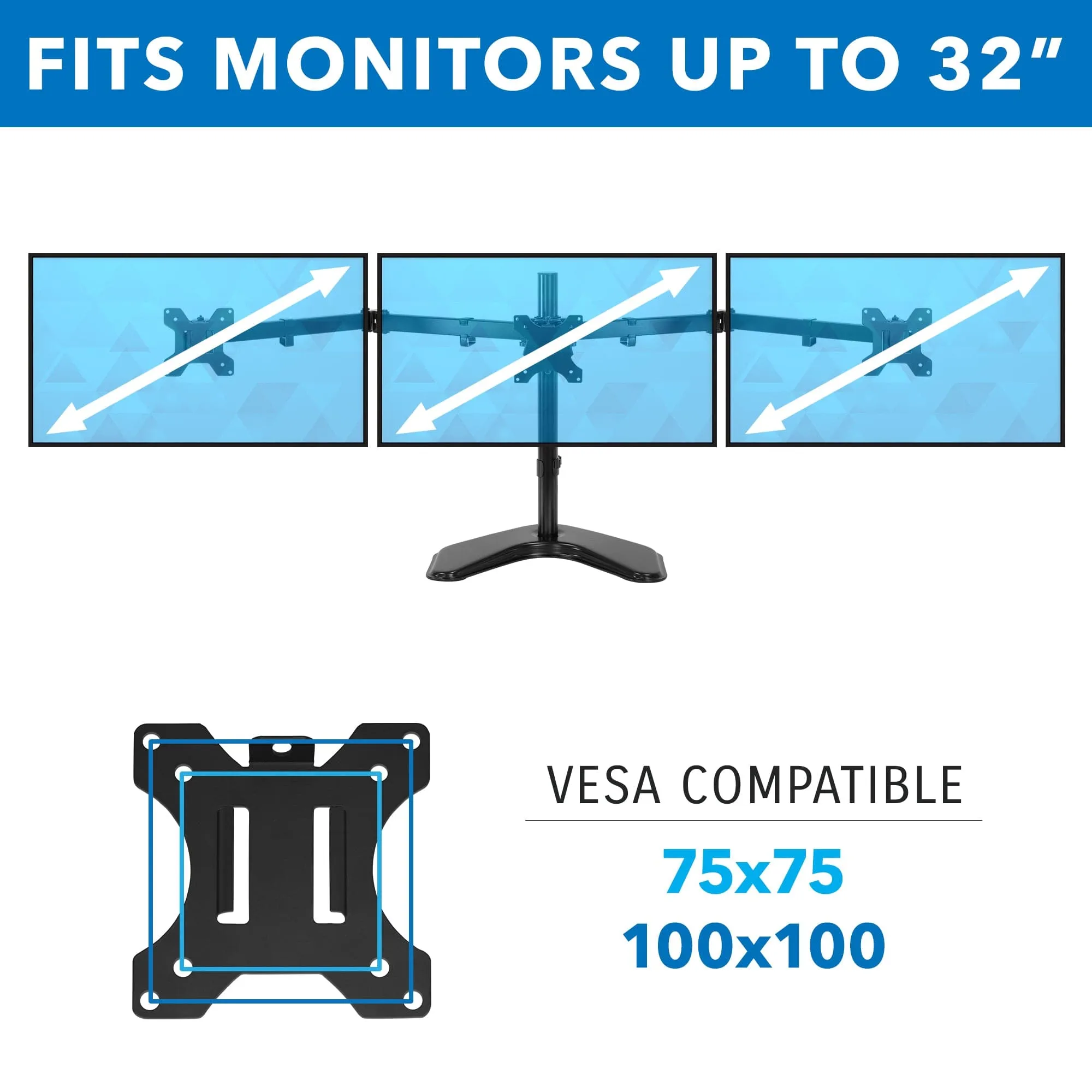 Triple Monitor Stand for 28" to 32" Screens