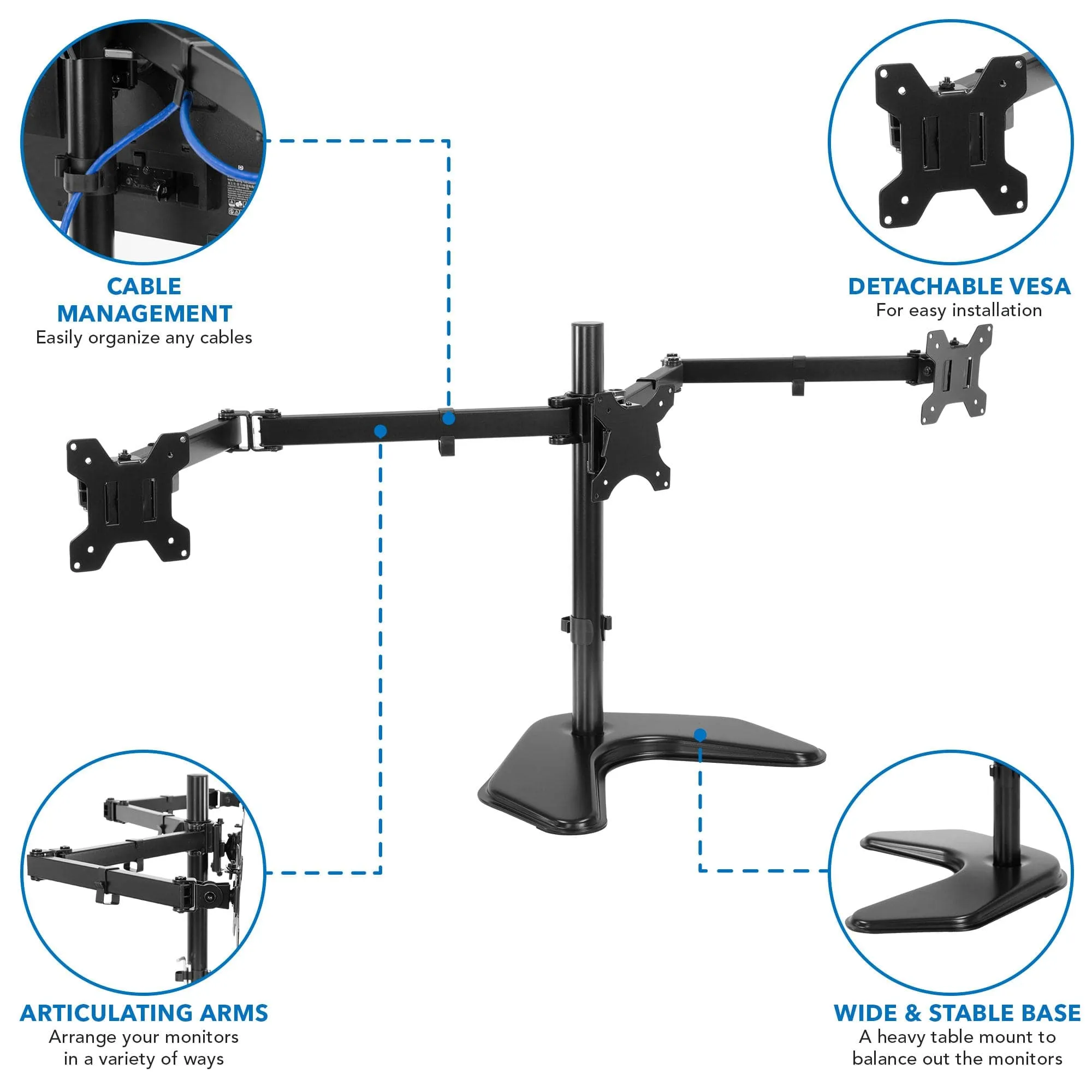 Triple Monitor Stand for 28" to 32" Screens