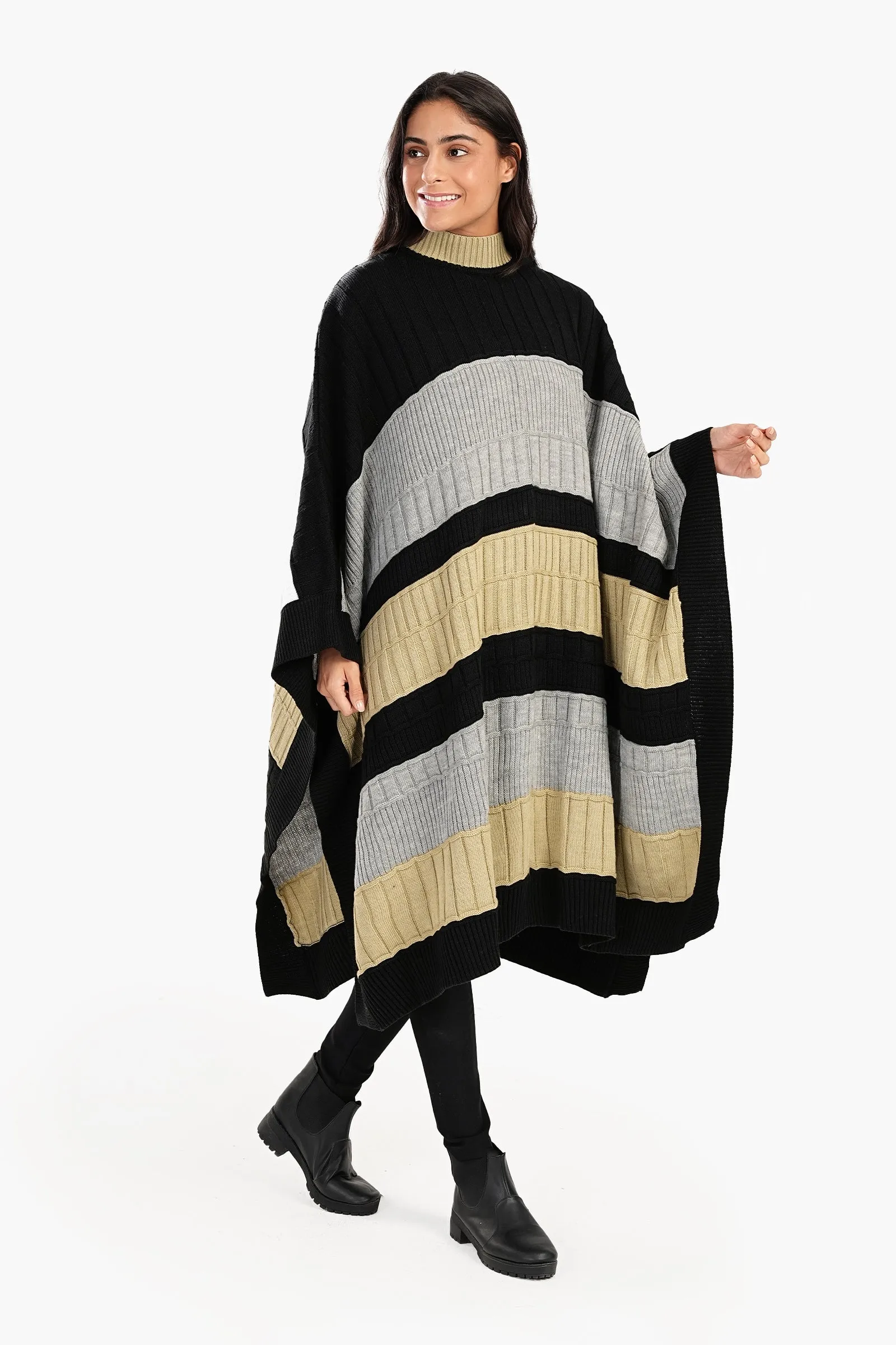 Tritone Knitted Poncho