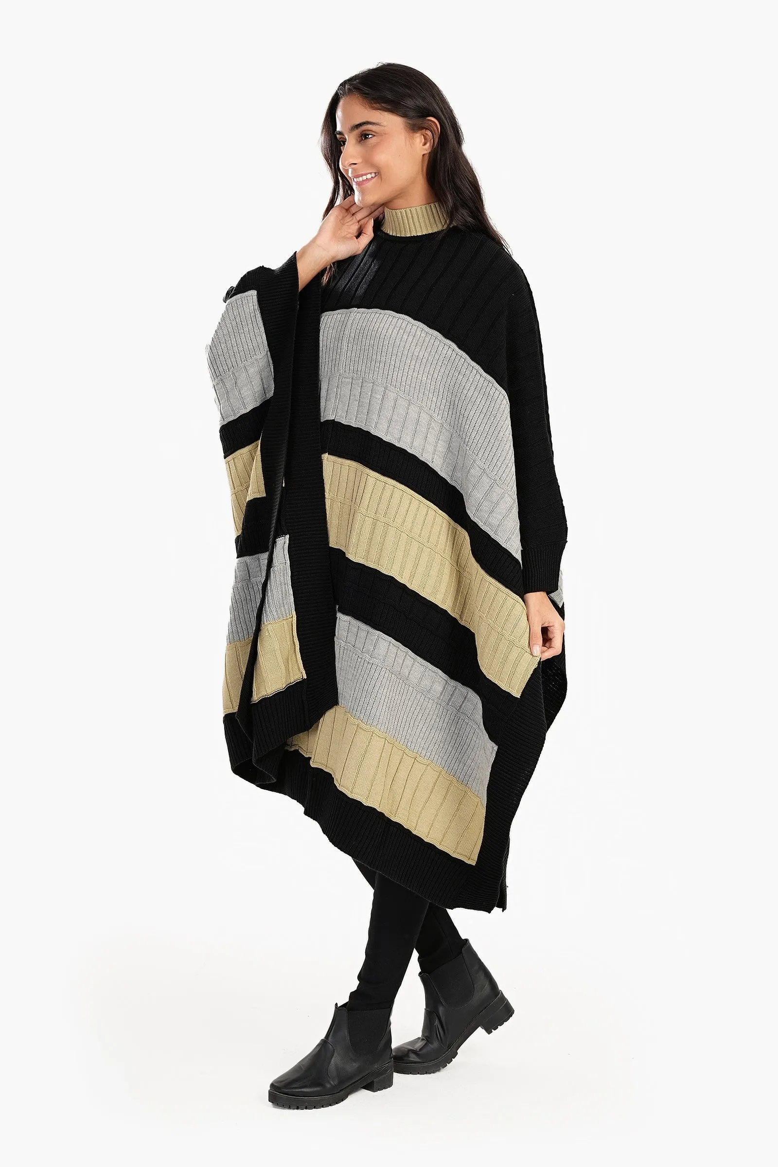 Tritone Knitted Poncho