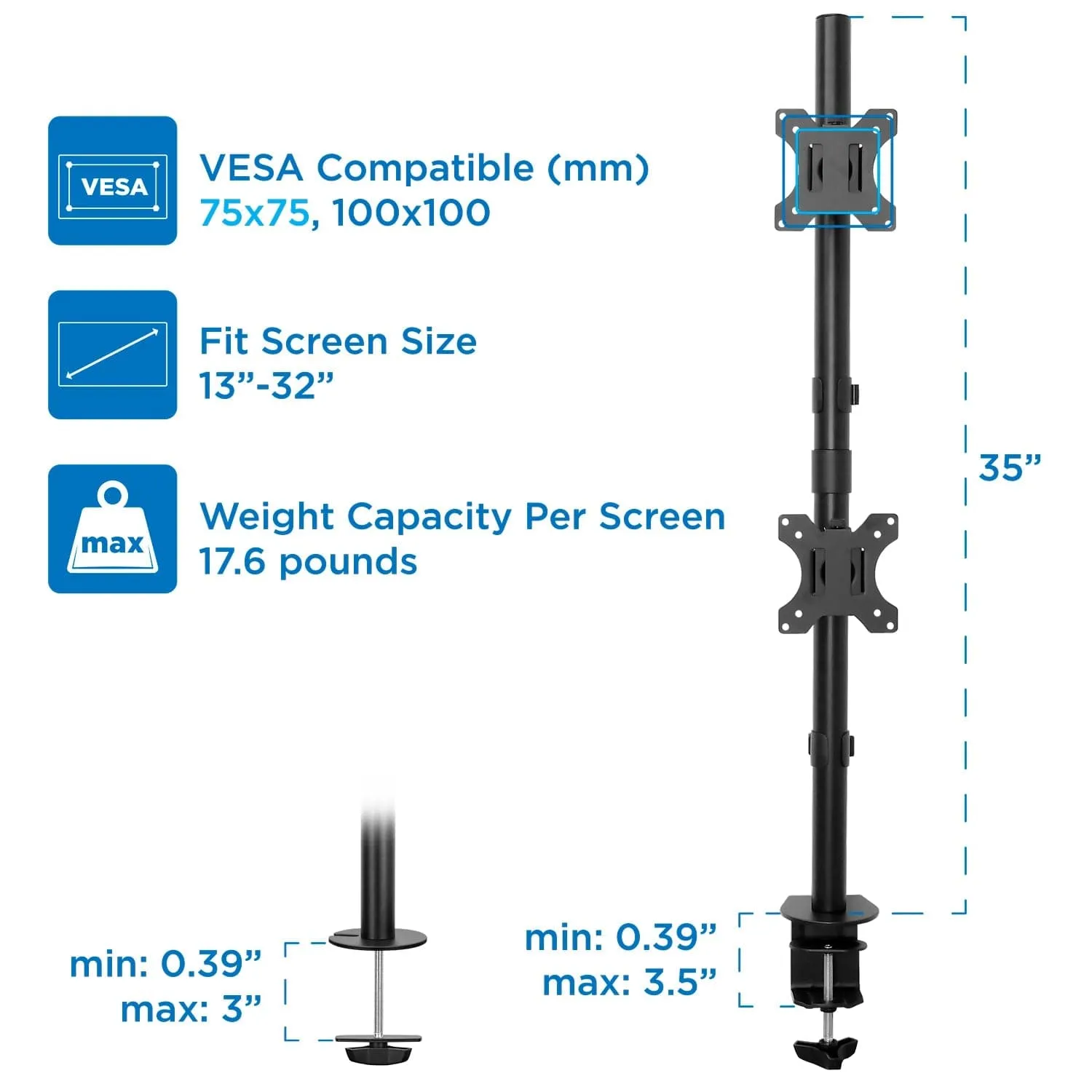 Vertical Dual Monitor Mount