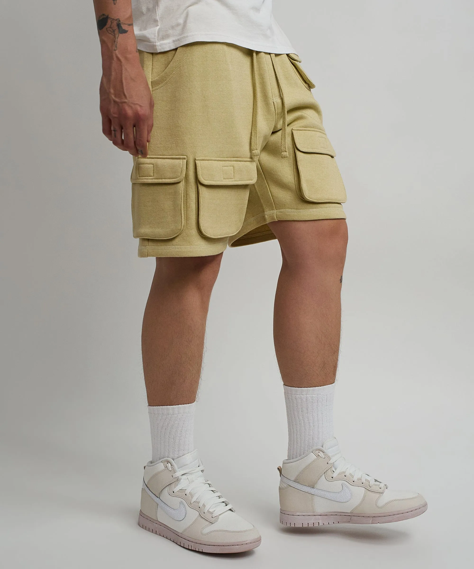 Whitecloud Cargo Fleece Shorts - Khaki