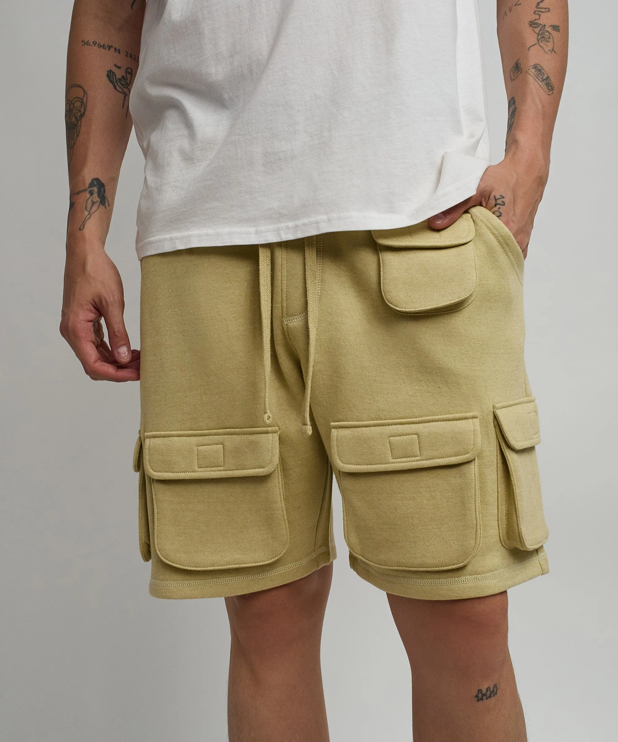 Whitecloud Cargo Fleece Shorts - Khaki