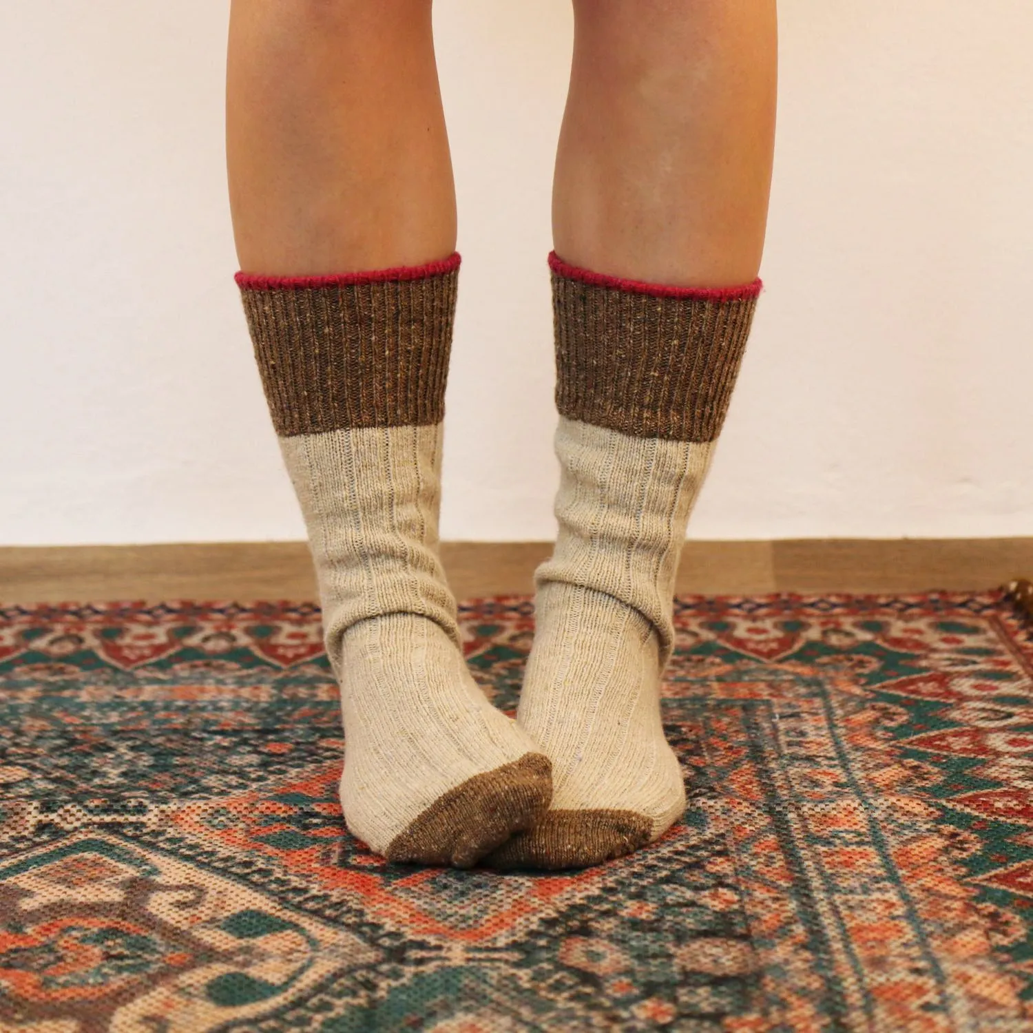 Women's Contrast Tip Donegal Wool Socks