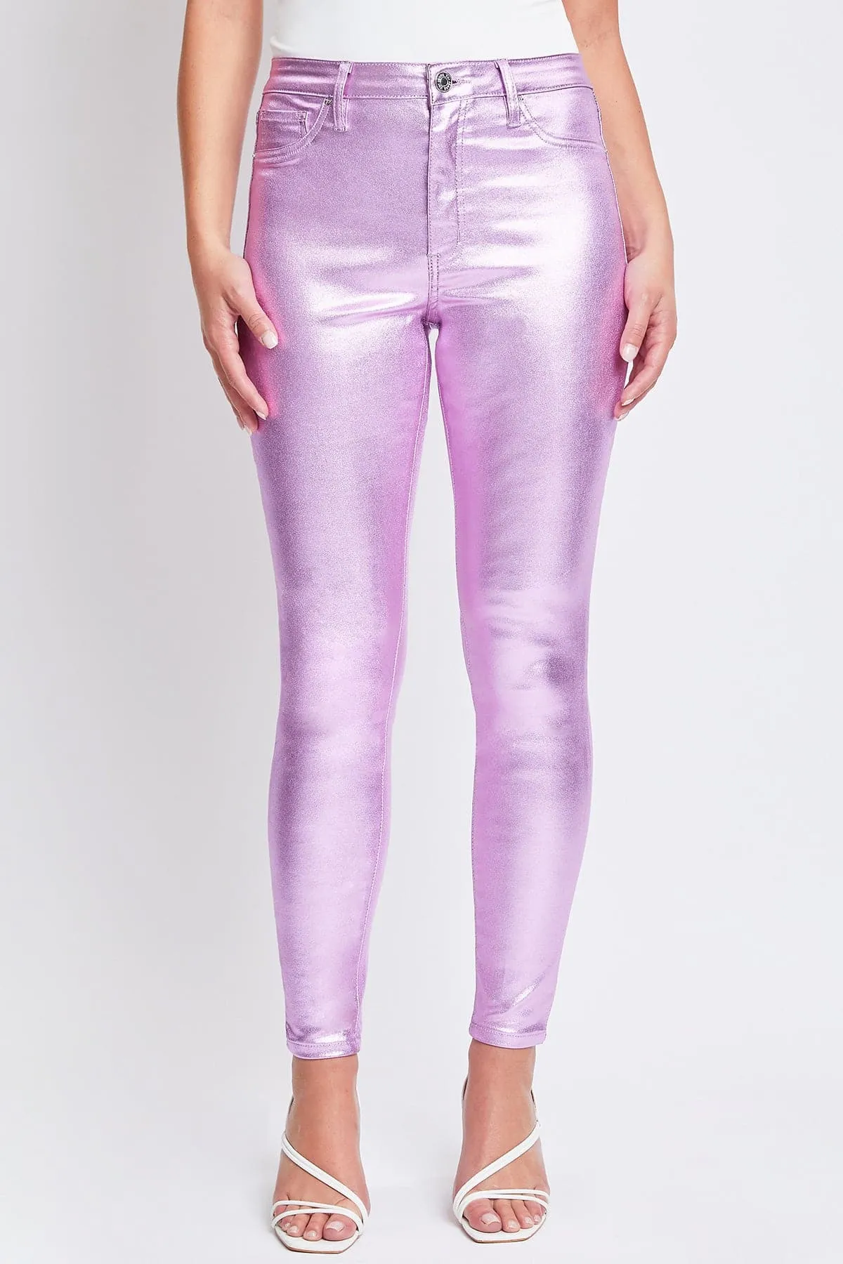 Women's  Metallic Hyperstretch Skinny Pants, Lavender